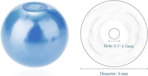 PH PandaHall 400 Pcs 6mm Tiny Satin Luster Glass Pearl Bead Round Loose Spacer Beads for Earring Bracelet Necklace Jewelry Making, Light Blue...