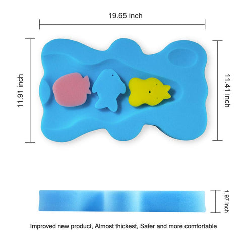 HALLO Soft Infant Bath Sponge Skid Proof Baby Bath Mat Newborn Odor Free (Blue)...