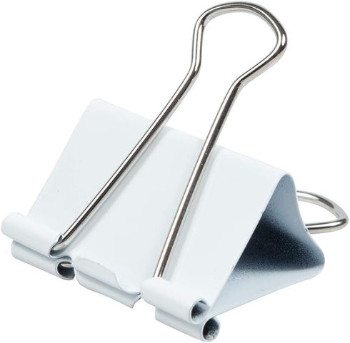 JAM PAPER Colorful Binder Clips - Large - 1 1/2 Inch (41 mm) - White Binderclips - 12/Pack...