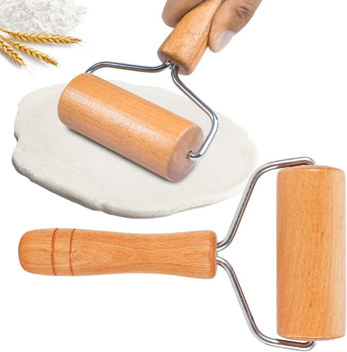 Small Rolling Pin, Wooden Dough Roller, Non-Stick Pizza Roller, Dough Baker Roller Set for Home Kitchen Baking Cooking(9.5cm/3.74in)...