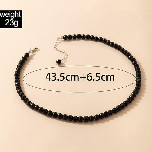 Asphinien Asphire Vintage Black Beaded Choker Bohemian Bead Ball Necklace Dainty Women's Collar Necklace Prom Party Festival Gift...