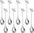 AnSaw 8-Pieces 4.7-Inch Small Coffee Spoons With Leaf Handle(Silver)...
