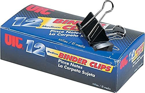 Officemate International Corp. 99050 Binder Clips,Medium,1-1/4-Inch Wide,5/8-Inch Cap, 12/BX, Black/Silver...