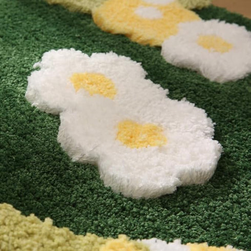 Moss Rug Lovely Green Flower Moss Leaf Rug Moss Bathroom Rug Bathroom Bedroom Kid's Living Room Non-Slip 3D Moss Carpet Washable Water Soft Moss C...
