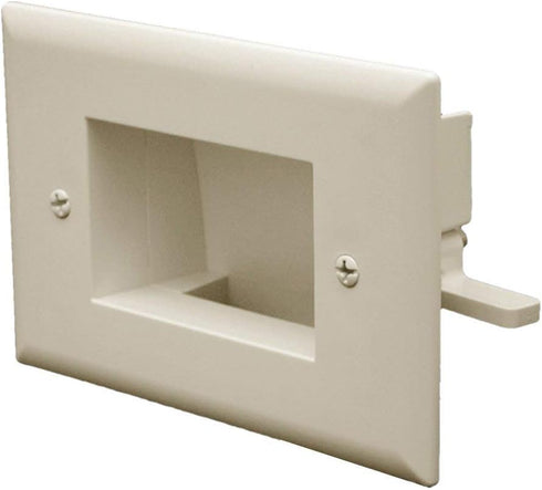 DATA COMM Electronics 45-0008-LA Easy Mount Recessed Low Voltage Cable Plate,Slim-Fit Design, Installs Behind TVs & AV Devices, Single Gang with D...