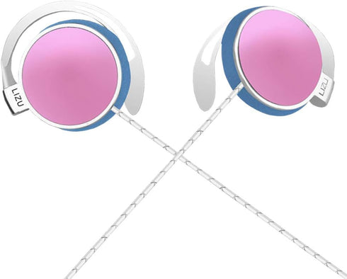 Clip On Earphones?Over Ear Running Stereophone Headphones for Workout Exercise Gym Compatible for iPhone, Android Mobile Phone, with Microphone an...