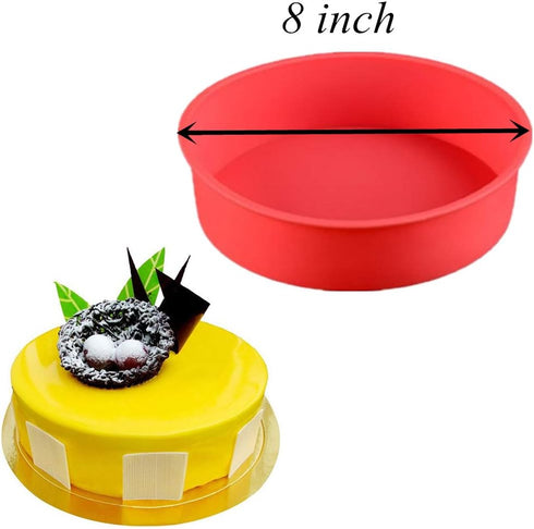 Round Silicone Cake Mold Baking Bakeware Pan - 6 Inch and 8 Inch - Set of 2 - BPA Free - Kitchen Baking Tool with Egg White Separator...