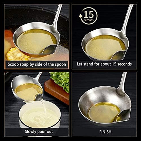 Filtering Soup Oil 304 Stainless Steel Spoon Cooking Fat Separator Skimmer Durable Spoon Cooking Filter Durable Soup Strainer…...
