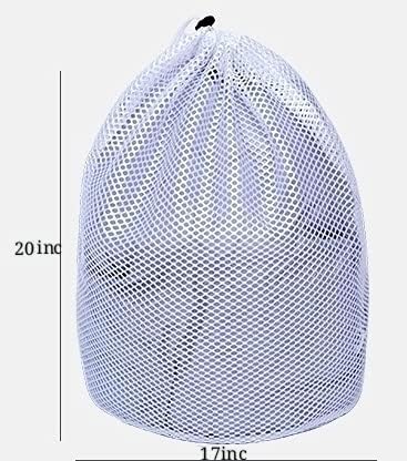 Small Commercial Mesh Laundry Bag with Handle and Drawstring for Dormitory, Travelling, College,Apartment, Camping, RV, Machine Washable, Hanging ...