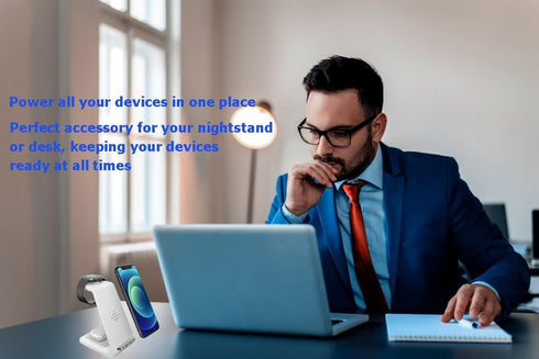 Wireless Charger iPhone,3 in 1 Fast Wireless Charging Station Stand Dock for Apple Watch Ultra/8/7/6/SE/5/4/3/2,Airpods Pro,iPhone 15/15 Pro Max/1...