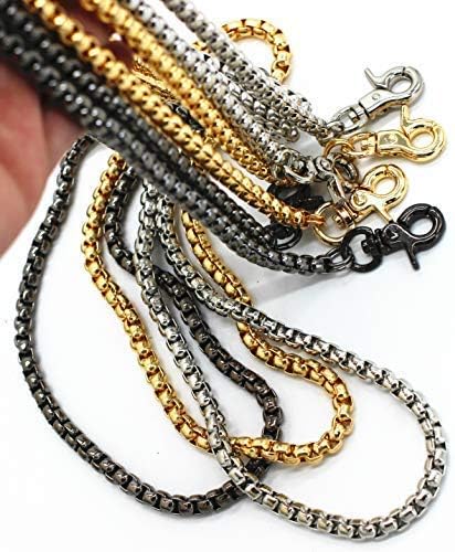 55" DIY Iron Box Chain Strap Handbag Chains Accessories Purse Straps Shoulder Cross Body Replacement Straps, with 2 Metal Buckles (Silver)...