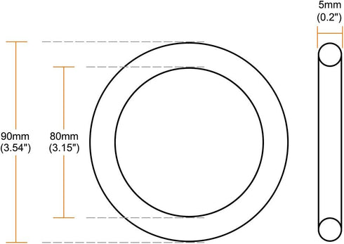uxcell Fluorine Rubber O-Rings, 90mm OD 80mm ID 5mm Width FKM Seal Gasket for Machinery Plumbing, Green, Pack of 1...