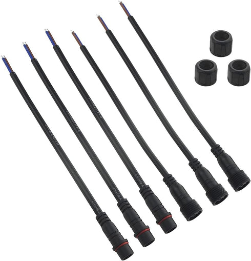 WMYCONGCONG 6 Pairs 2 Pin Electrical Connector 16AWG IP65 Male Female Light Emitting Diodes Connector Extension Cable 15mm Nut Small Size for Car ...