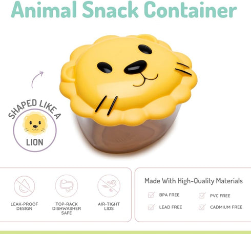 melii Animal Snack Containers with lids - Food Storage for Toddlers and Kids - Lion...