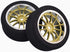 4Pcs 1/10 On-Road Foam Tires& 9003 Wheel Rims 12mm Hex for HSP HPI RC Racing Car Toy, Gold...