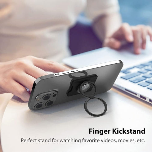 Phone Grip, Phone Ring Holder Finger Kickstand Wireless Charging Friendly, Foldable & Adjustable Double Metal Cell Phone Rings Gripper Stand for i...
