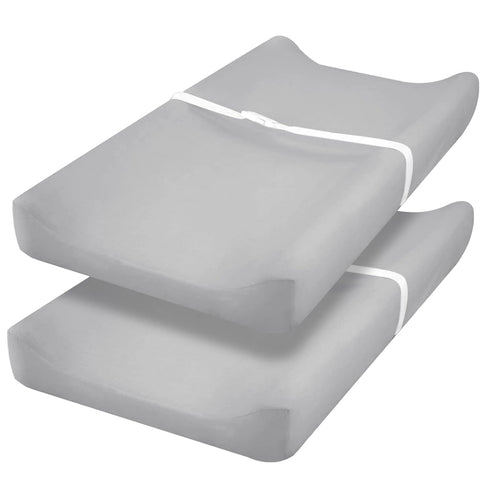 PHF Baby Changing Pad Covers for Boys Girls, 2 Pack Ultra Soft Breathable Microfiber Changing Pad Table Sheets for Most Baby Changing Pads, Grey &...