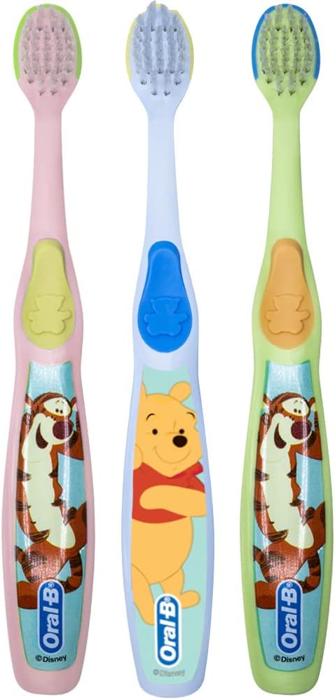 Oral-B Baby Manual Toothbrush, Pooh Characters, 0-3 Years Old, Extra Soft (Characters Vary) - Pack of 3...