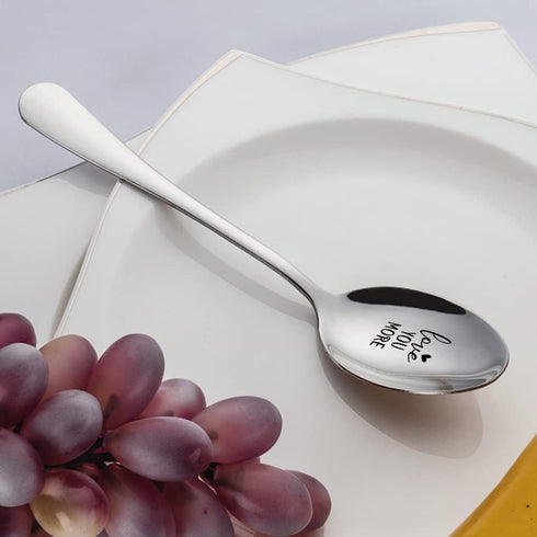 Love You More,Love You Most,2 Pcs Engraved Stainless Spoon Couple Gifts?Husband wife gift for/Wedding/Anniversary/Valentines day?Love gift for boy...
