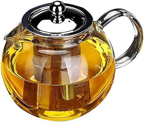 Small Teapot, Teapot with Infuser, Glass Tea Kettle Stovetop Safe, Blooming and Loose Leaf Tea Maker Set Gift for Women, 650ml/22oz...