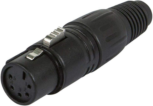 Monoprice 5-Pin Female DMX Connector - Black, Anodized Aluminum With A Plastic Cap, Rubber Strain Relief Boot, and Lock Release Button...