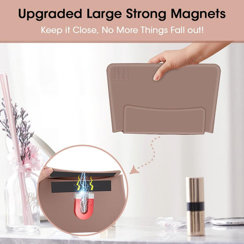Silicone Makeup Bag Travel, Magnetic Large Toiletry Bag for Women Premium Travel Easy Carry Cosmetic Bags Soft for Makeup, Beauty Tools, Brushes S...