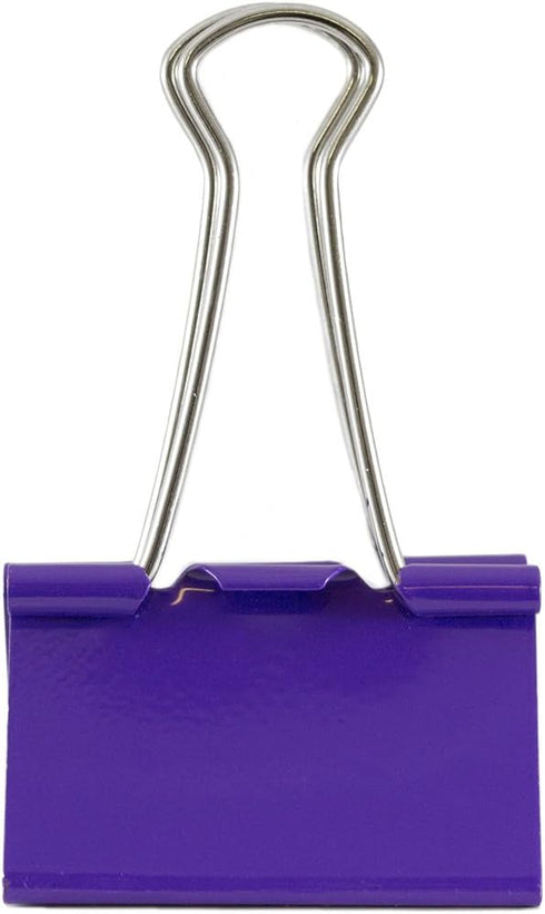 JAM PAPER Colorful Binder Clips - Large - 1 1/2 Inch (41 mm) - Purple Binderclips - 12/Pack...