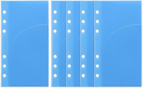 Blue Cash Envelopes A6 Budget Binder Inserts with 2 Pockets 5 Plastic Binder Pockets Planner Inserts for 6 Ring A6 Binders Organizer Notebook Refi...
