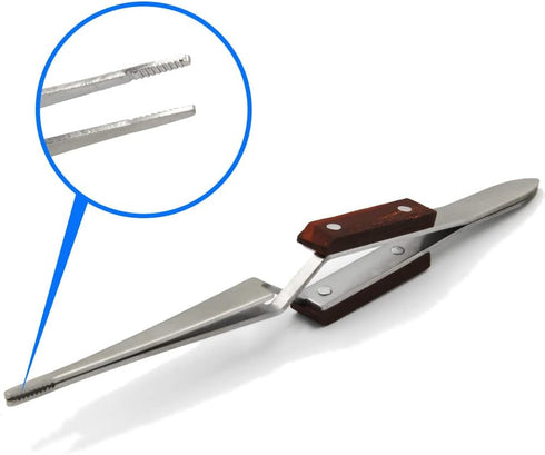 MMOBIEL Industrial Precision Fiber Grip Soldering Tweezer Cross Locking Straight Pointed Tip Stainless Steel for Electronics Repair, Jewelry, Comp...