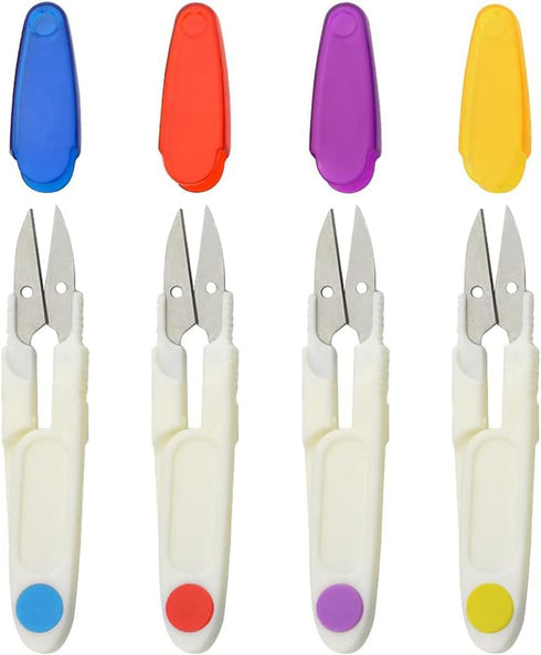 AKOAK 1 Pack U-shaped Yarn Scissors, Tailor's Scissors, Portable Yarn Scissors with Safety Cover, Thread Scissors for Needlework, Cross-Stitch Cra...