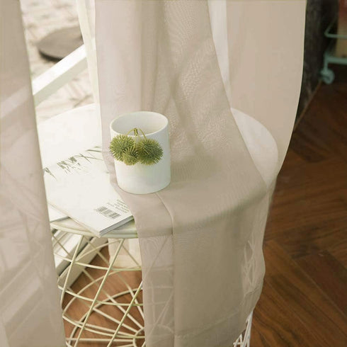 MIULEE 2 Panels Farmhouse Solid Color Beige Sheer Curtains Elegant Grommet Window Voile Panels/Drapes/Treatment for Bedroom Living Room (54X84 Inc...