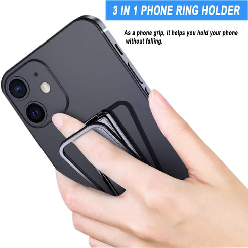 2 Pack Cell Phone Ring Stand Holder, IOUALEY Finger Kickstand 360° Rotation Adjustable Portable Metal Finger Grip Ring Kickstand Fits Most Smartph...