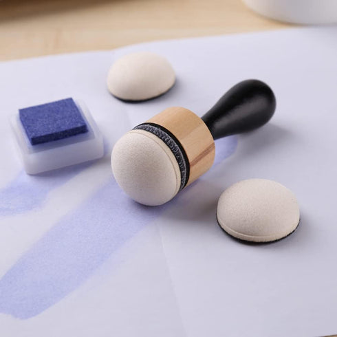 Briartw Mini Round Ink Blending Tool with Foams Replacement Refill Sponge Domed Foam Set 1 Tool and 12 Foams Scrapbooking Painting Drawing Art Sup...