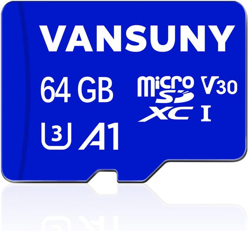Vansuny Micro SD Card 64GB microSDXC Memory Card with SD Adapter A1 App Performance V30 4K Video Recording C10 U3 Micro SD for Phone, Security Cam...