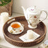 11 inch Rattan Tray, Round Wicker Tray with Cut-Out Handles, Woven Serving Tray for Dining / Coffee Table...