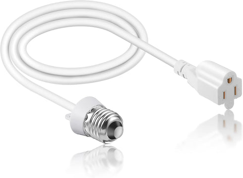 3 Outlet Light Socket Adapter, Convert E26/E27 Bulb Socket to 3 Prong Outlet with Extension Cord, Flexible Light Socket Converter Suitable for Ind...