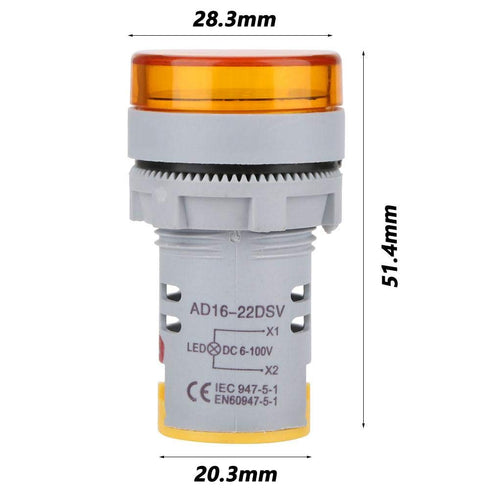 YWBL-WH DC Voltage Display Digital LED Display Voltmeter 6-100V Voltage Meter Monitor Round Lamp Tester Indicator Light Panel...