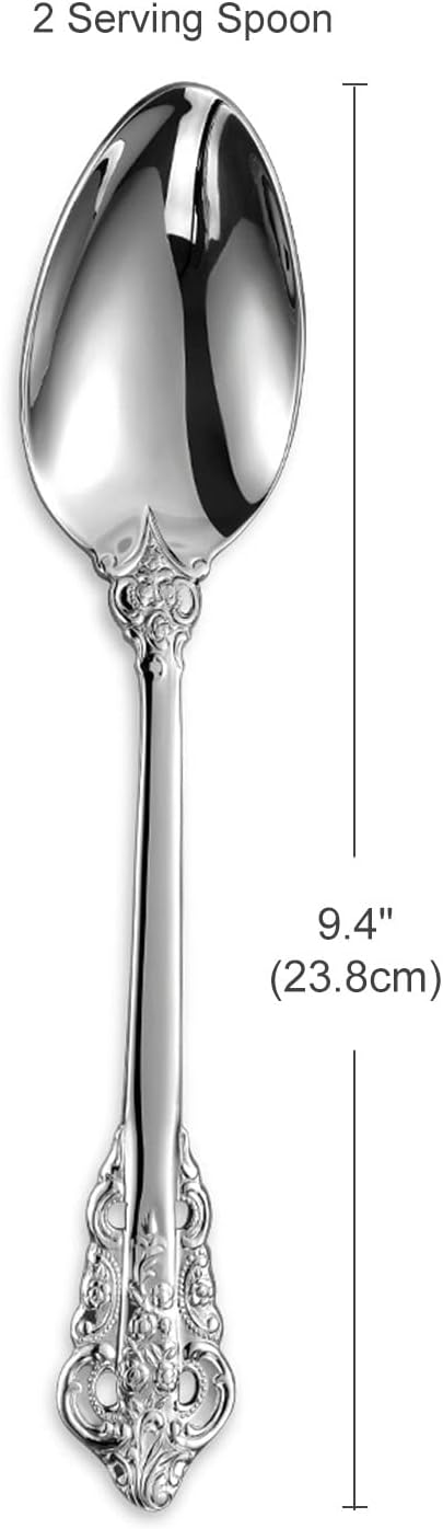 KEAWELL 2-Piece Gorgeous Large Serving Spoon, 18/10 Stainless Steel, Fine Large Serving Spoon, Sturdy Tablespoon, Dishwasher Safe, 9.4" (Silver)...