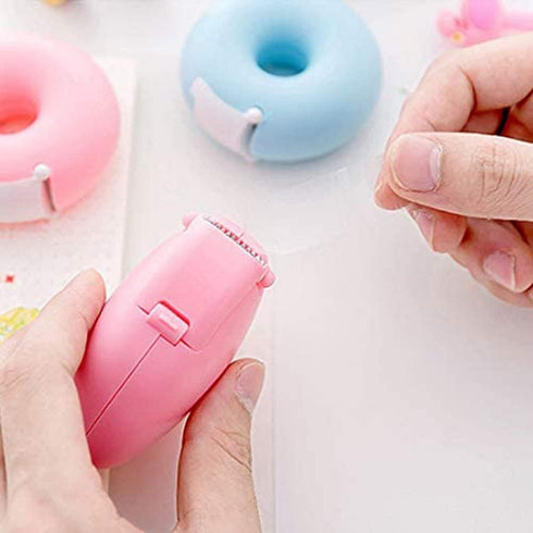 2pcs Donut Tape Dispenser Plastic Portable Tape Dispenser Portable Invisible Tape Cutter Tape Organizer Holder for Office or School(pink,blue)...