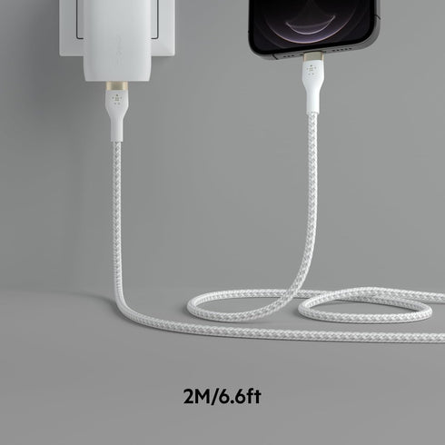 Belkin BoostCharge Pro Flex Braided USB Type C to Lightning Cable (2M/6.6ft), MFi Certified 20W Fast Charging PD Power Delivery for iPhone 14, iPh...