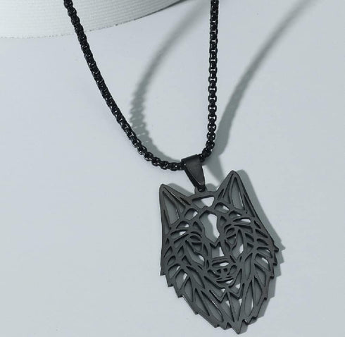 Wolf Head Pendant Necklace Stainless Steel Hollow Style Animal Pendant Silver/Black Cool Chain for Men and Teens Boy Punk Jewelry...