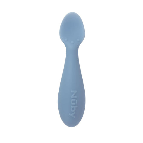 Nuby Silicone Mini Spoons - (2-Pack) Baby-Led Weaning Spoons for Babies - 4+ Months - Blue...