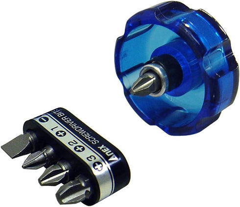 ANEX Mini Stubby Screwdriver For Tight Area Phillips and Flathead 5 Multi Bits Set Blue...