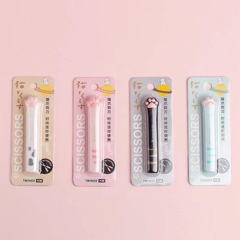 Cat Paw Scissors, Small Folding Safety Scissors Folding Pocket Scissors Multifunctional Craft Scissors, Kawaii Hand Cutters Mini Art Scissors Scho...