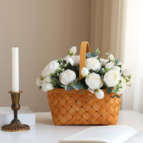 Artificial Peony Flowers Silk Peony Rose Real Touch Fake Flowers 3pcs Single Stem with 5 Heads Bouquet for Home Wedding Party Decoration (White)...