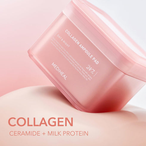 (Only Refill) Mediheal Collagen Ampoule Pad (100 Pads) - Cotton Facial Toner Pads for Skin Firming & Restore Elasticity - Vegan Eco Silk Pad...