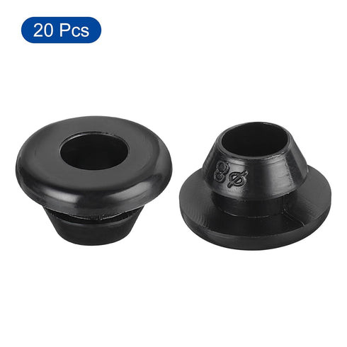 uxcell 20Pcs Rubber Grommets 8mm Mount Dia, for 6mm ID Rubber Hole Plugs Rubber Wiring Grommets for Firewall Cable Wire Protecting, Black...