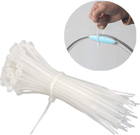 100 Pack Adhesive Cable Tie Mount Zip Ties Wraps 150mm x 3.6mm White Self Wire Tie Base Holder for Home Office Garage and Workshop...