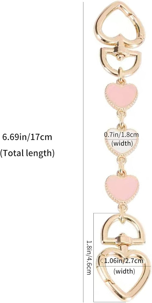 2Pcs Purse Chain Strap Extende, DIY Flat Chain Strap Handle Bag Accessories Replacement Womens Accessory Bag Chain Straps Heart Shape...