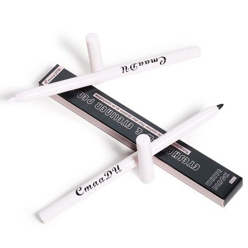 2 Pcs Black + White Eyeliner Pencil, Professional Mechanical Eyeliner Pencil, Eye Brightener, Color Stay Eye Makeup with Built-in Sharpener, Water...